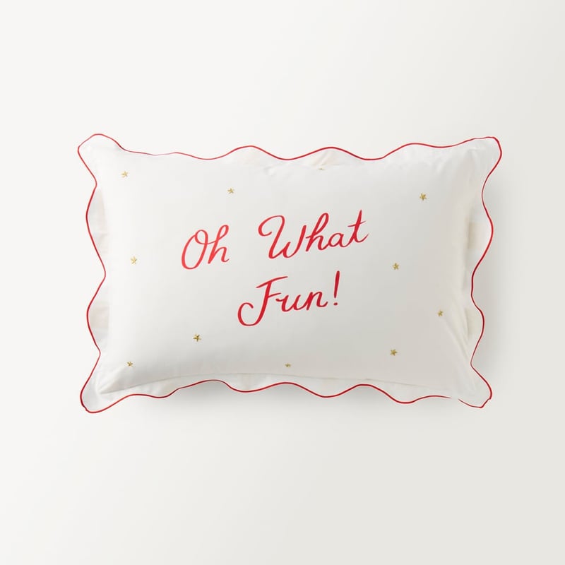 Oh What Fun White & Red Text Pillowcase 