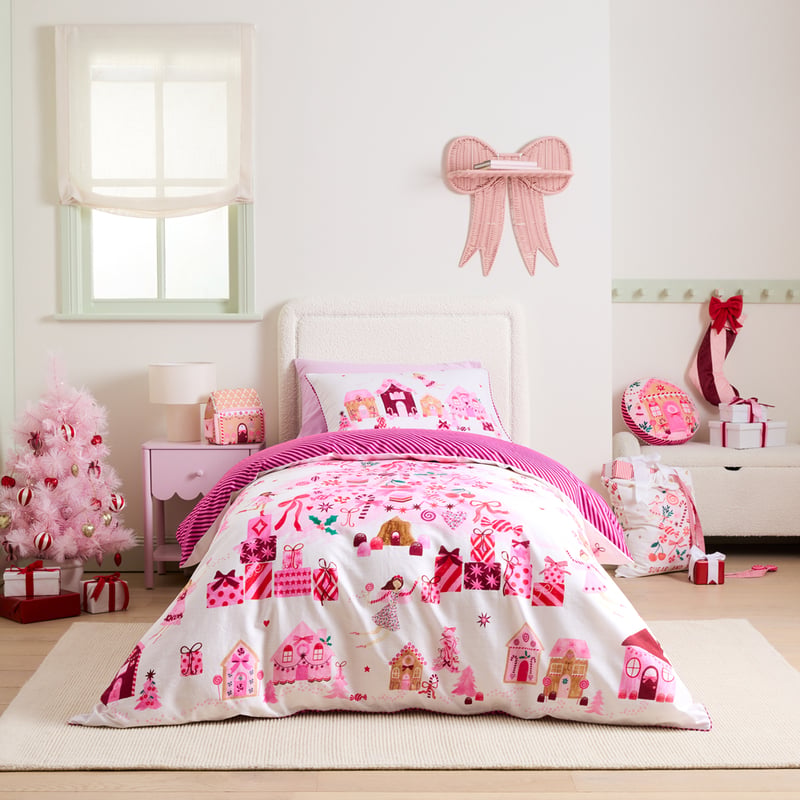 Sugar & Spice Christmas Pink Quilt Cover Set 