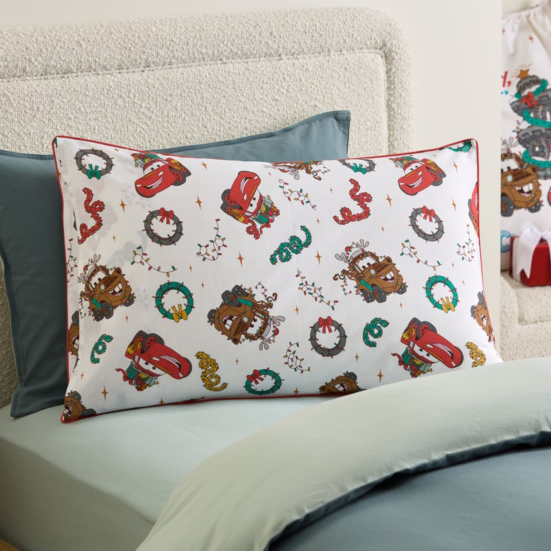 Disney Pixar Cars Ready Set Celebrate Natural Text Pillowcase