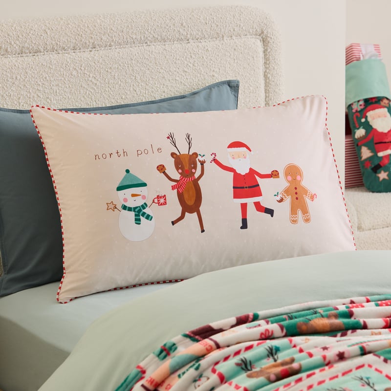 Christmas Cheer Natural Text Pillowcase