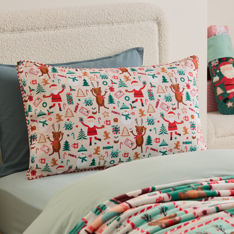 Christmas Cheer Natural Text Pillowcase