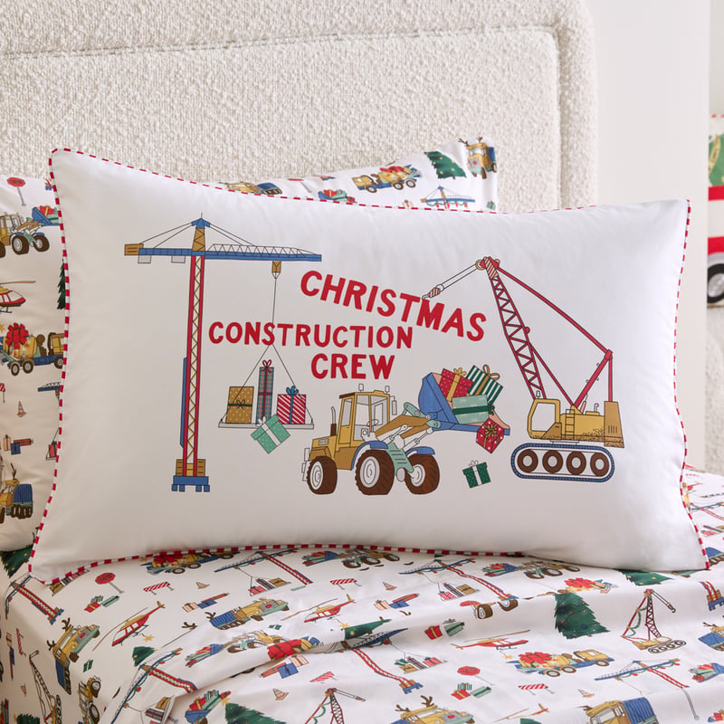 Digging Christmas Natural Text Pillowcase