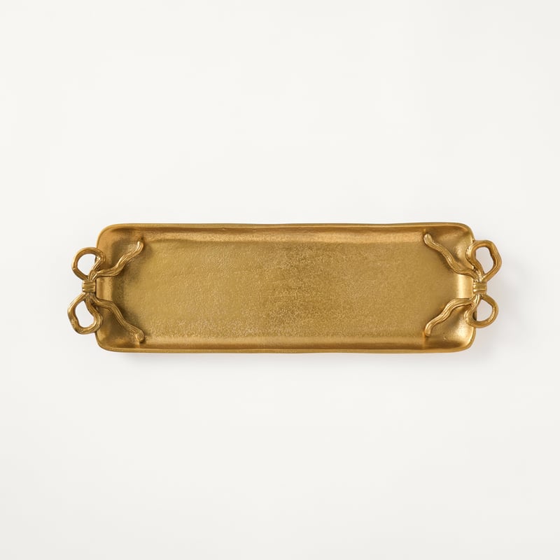Bow & Bright Gold Metal Bow Decorative Tray