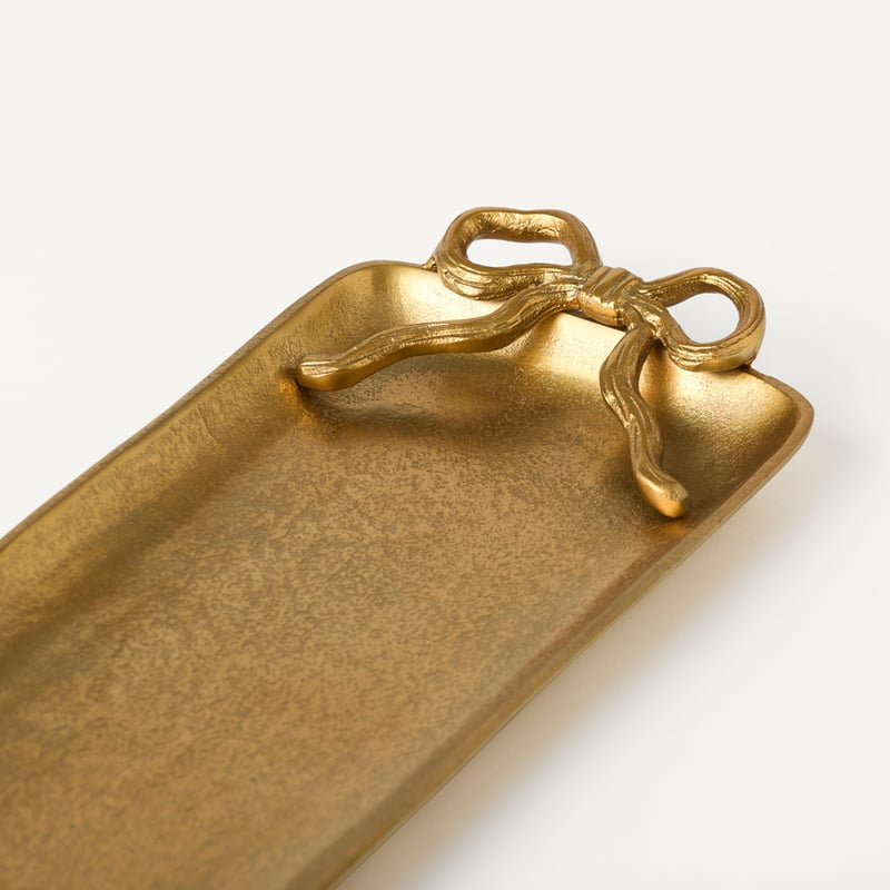 Bow & Bright Gold Metal Bow Decorative Tray