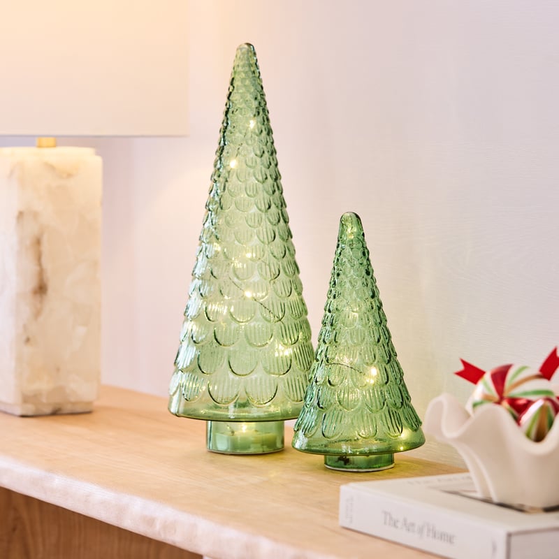 Bow & Bright Festive Green Glass LED Tree