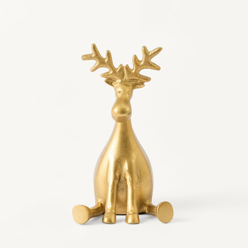 Christmas Village Gold Reindeer Metal Stocking Hanger