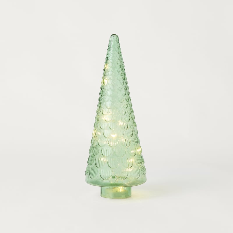 Bow & Bright Festive Green Glass LED Tree