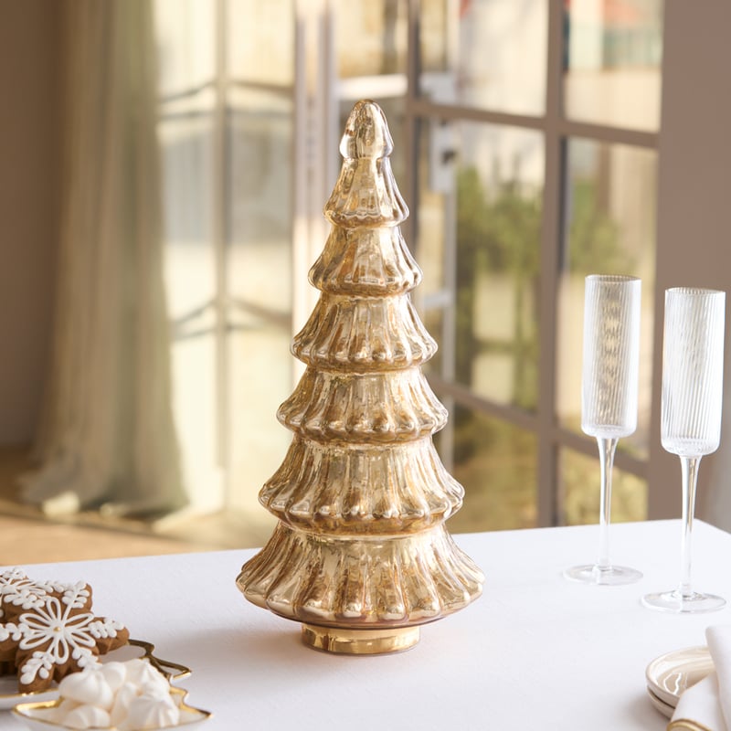 Luxe Celeste Gold Glass LED Christmas Tree