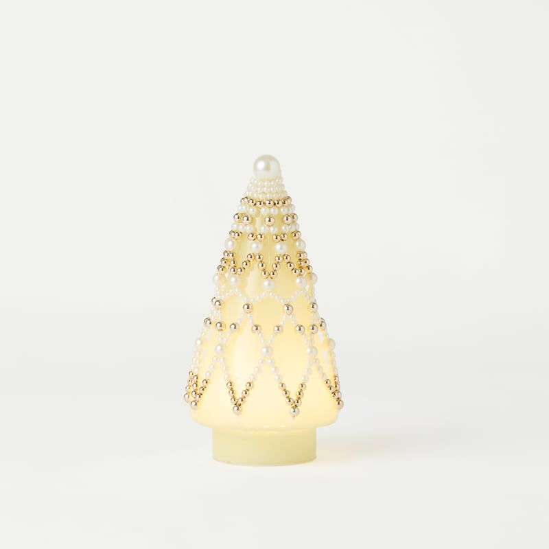 Luxe Pearl White Glass LED Small Christmas Tree
