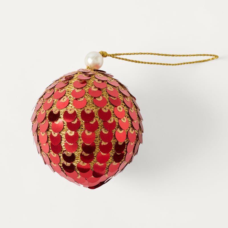 Bow & Bright Red Sequin Bead Ornament