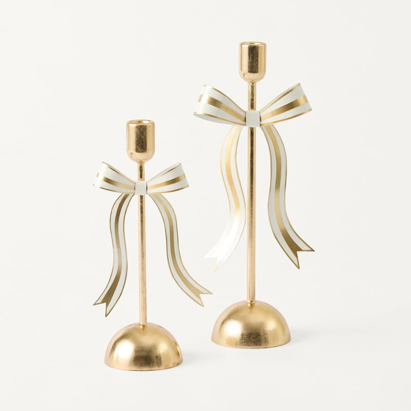 Festive Fun Gold Metal Bow Candleholder