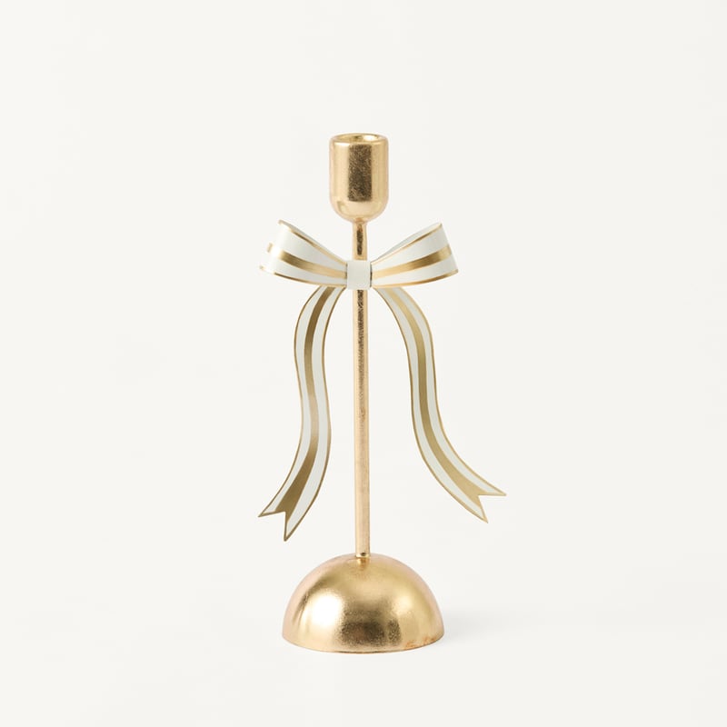 Festive Fun Gold Metal Bow Candleholder