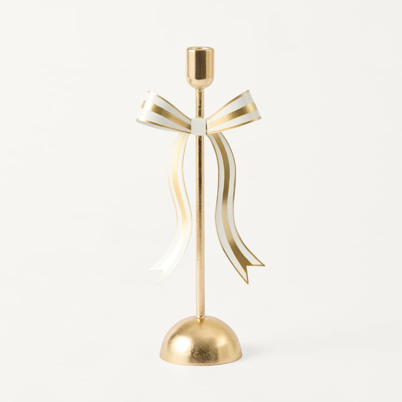 Festive Fun Gold Metal Bow Candleholder