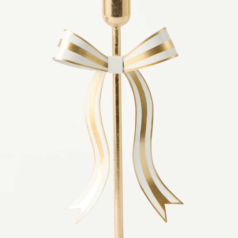 Festive Fun Gold Metal Bow Candleholder