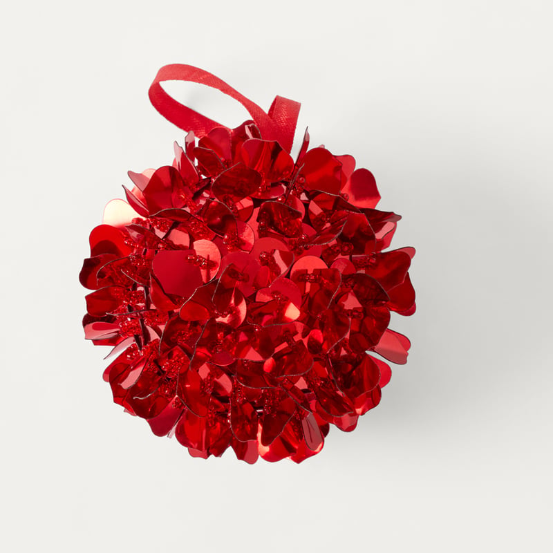 Luxe Petal Pink, Red, Gold & Silver Sequin Baubles Pack of 4