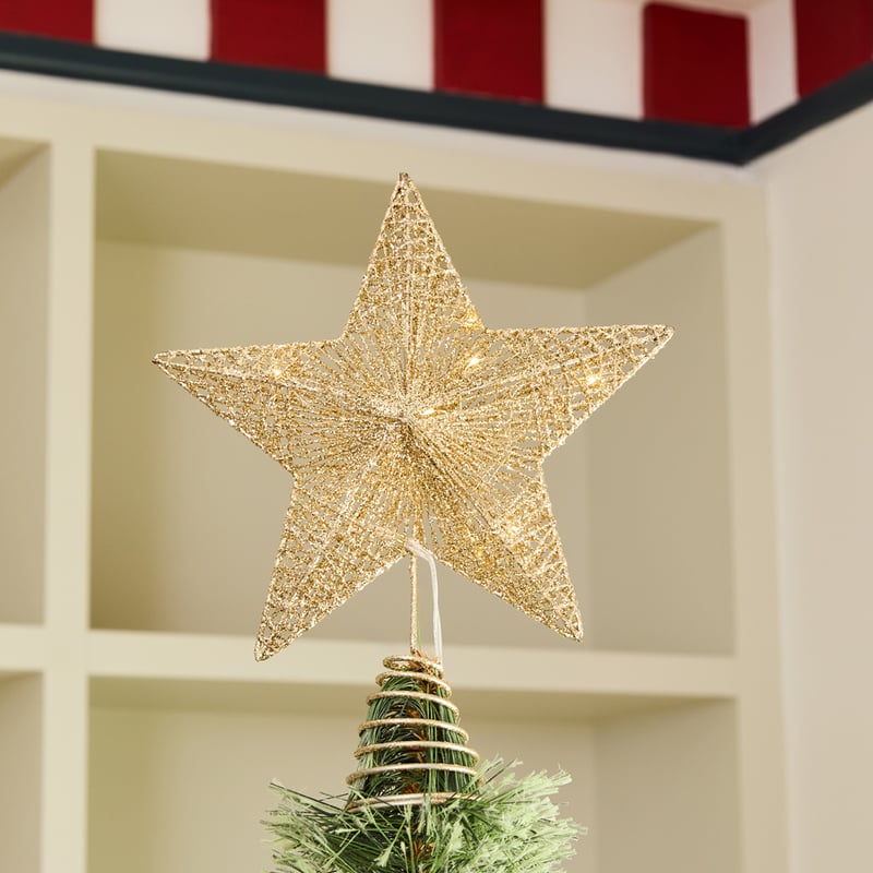 Festive Fun Sparkling Star Gold LED Tree Topper