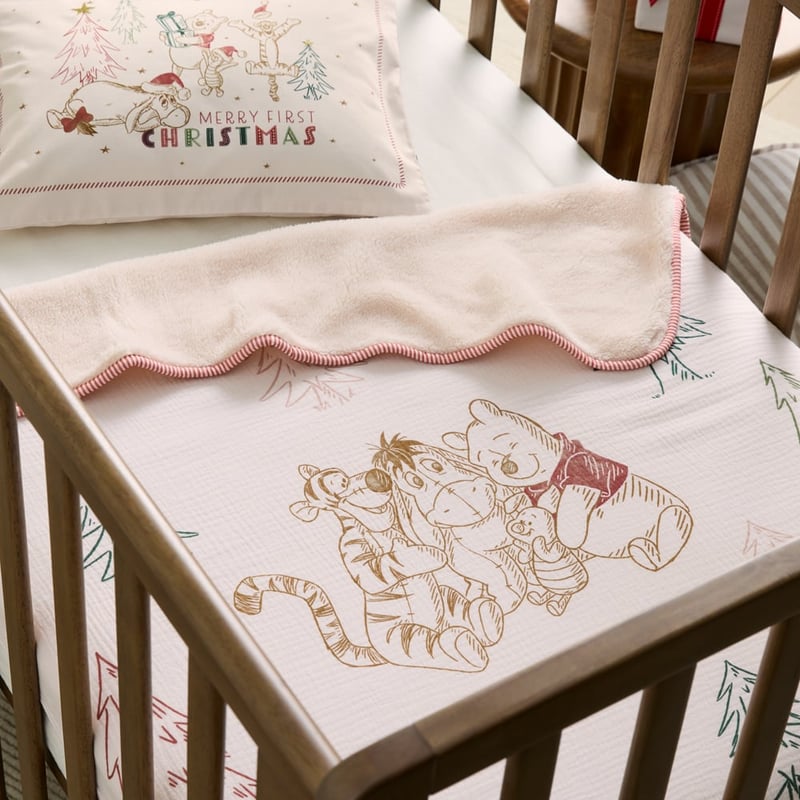Disney Winnie the Pooh Festive Natural Baby Blanket