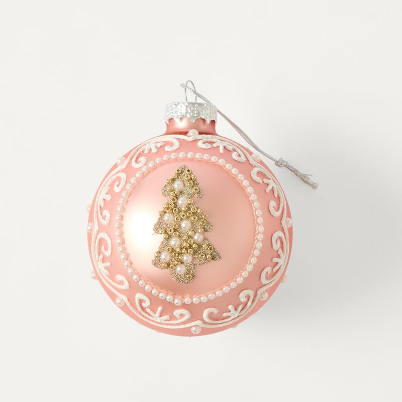 Bow & Bright Pink Vintage Glass Bauble Pack of 6