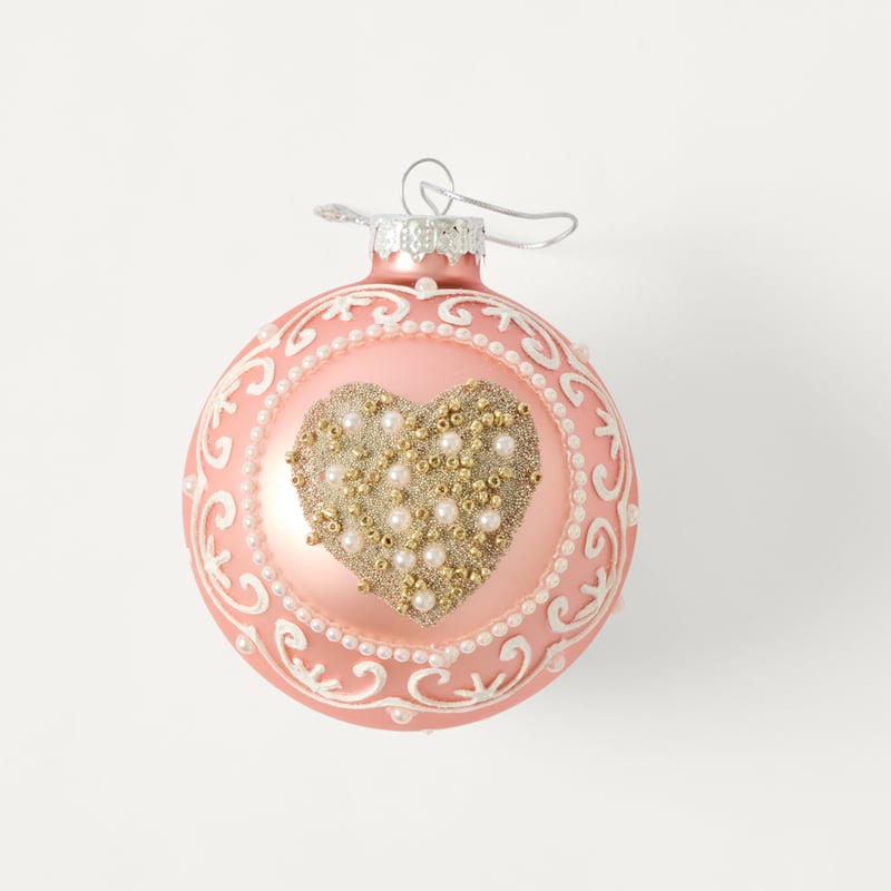 Bow & Bright Pink Vintage Glass Bauble Pack of 6