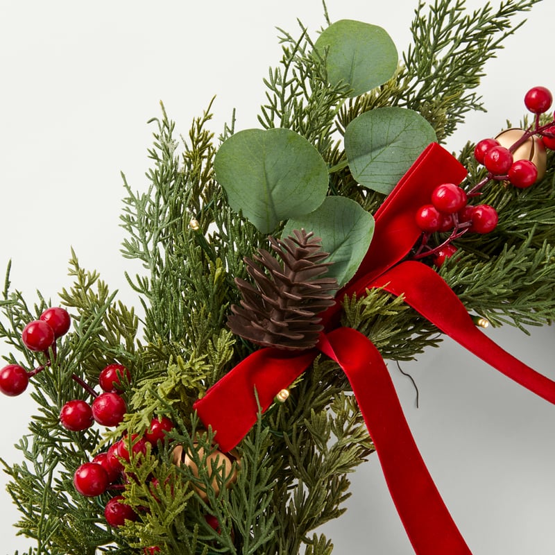 Bell Christmas Green & Red Wreath