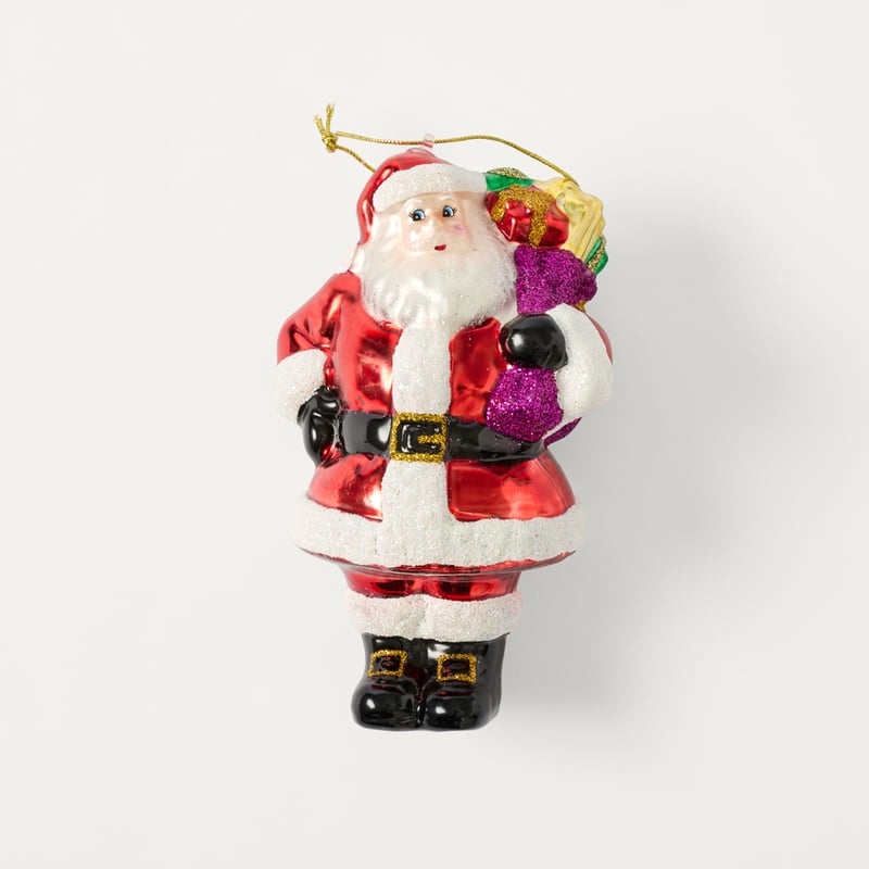 Christmas Village Santa Red Vintage Glass Ornament