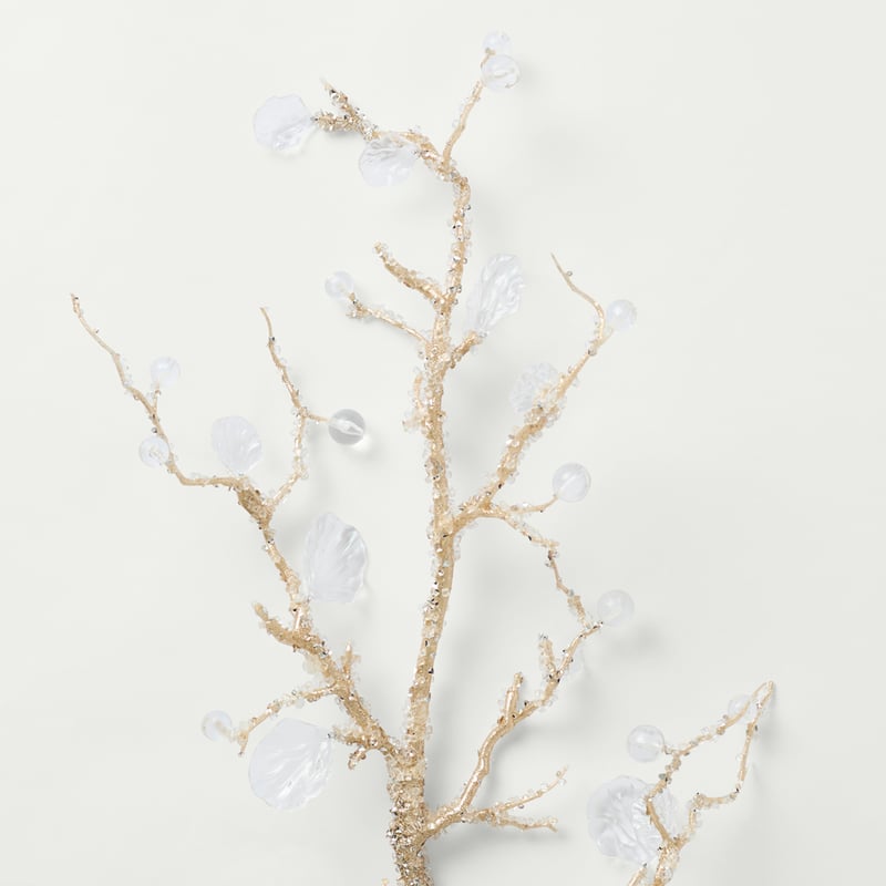 Iced Twig Champagne Festive Stem Spray