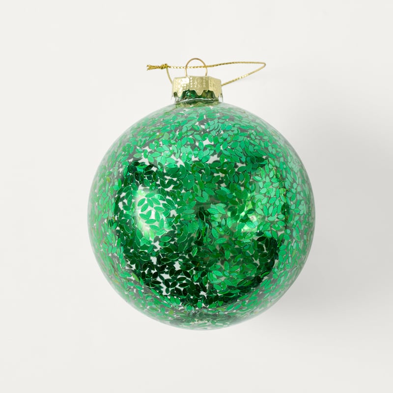 Festive Fun Shimmer Green Vintage Glass Bauble