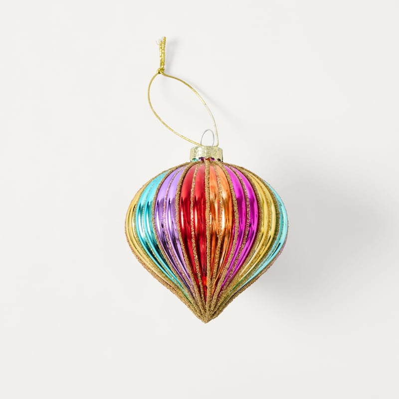 Festive Fun Calypso Round Drop Multi Vintage Glass Ornament