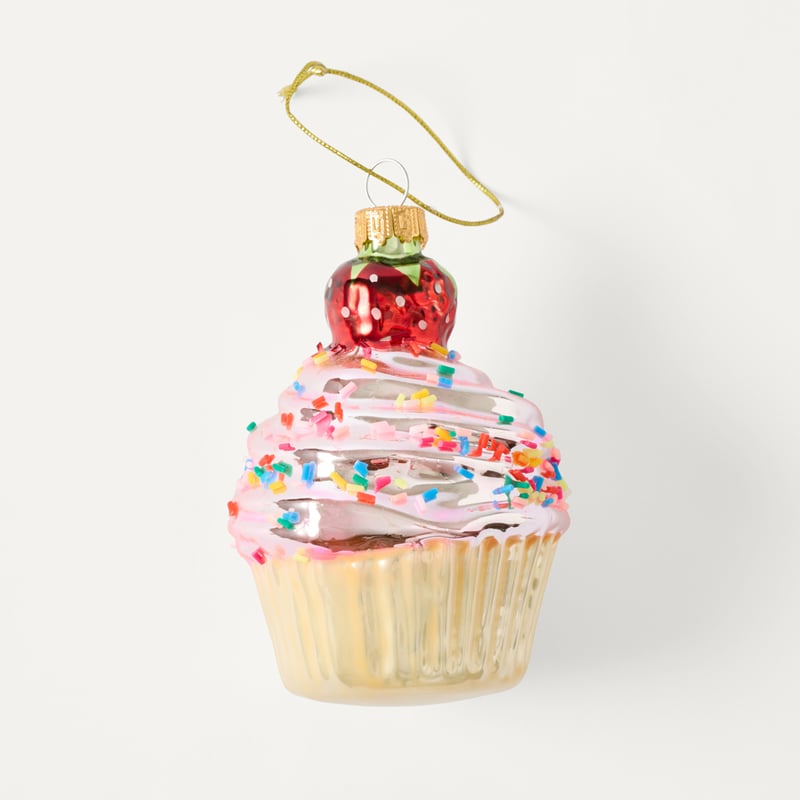Festive Fun Cupcake Pink Vintage Glass Ornament