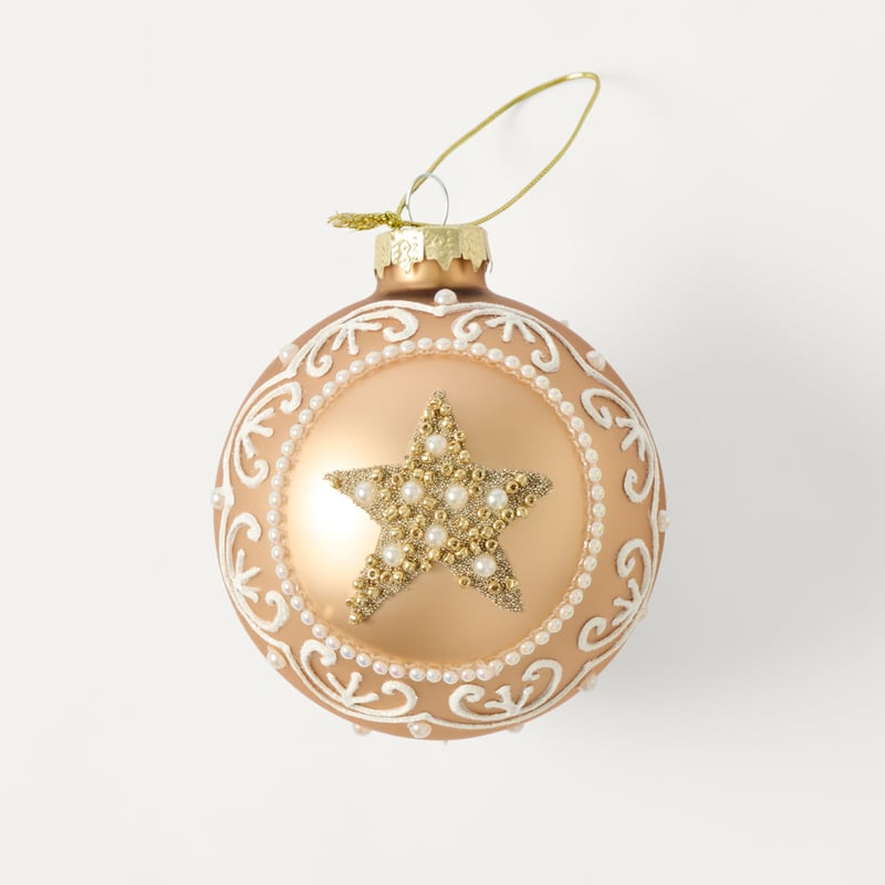 Luxe Champagne Gold Vintage Glass Bauble Pack of 6