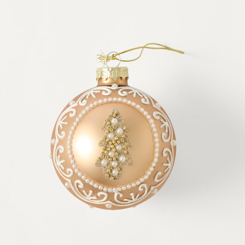 Luxe Champagne Gold Vintage Glass Bauble Pack of 6