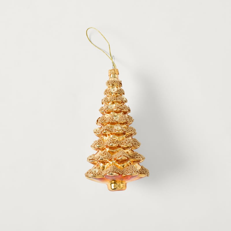 Bow & Bright Frosted Tree Gold Vintage Glass Ornament