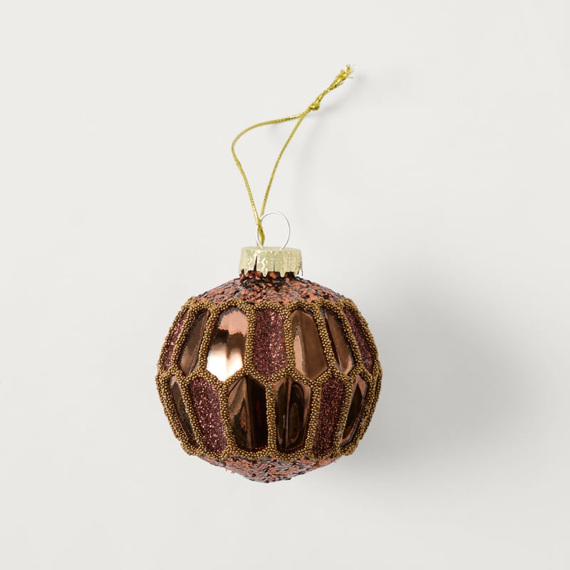 Luxe Lattice Chocolate Vintage Glass Bauble