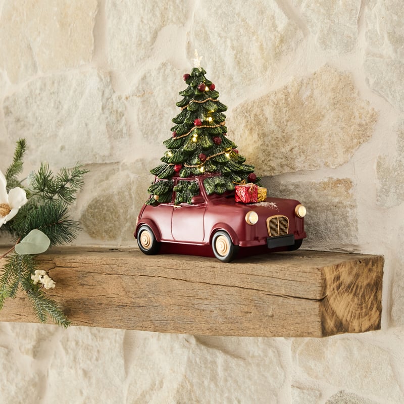 Christmas Village Multi LED Vintage Car & Tree 