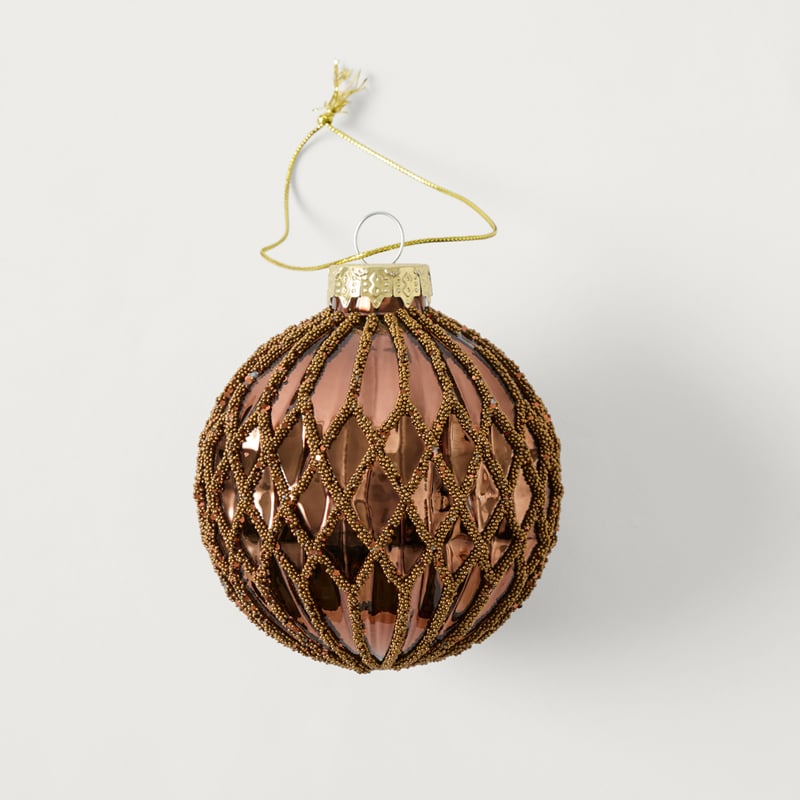 Luxe Lattice Chocolate Vintage Glass Bauble
