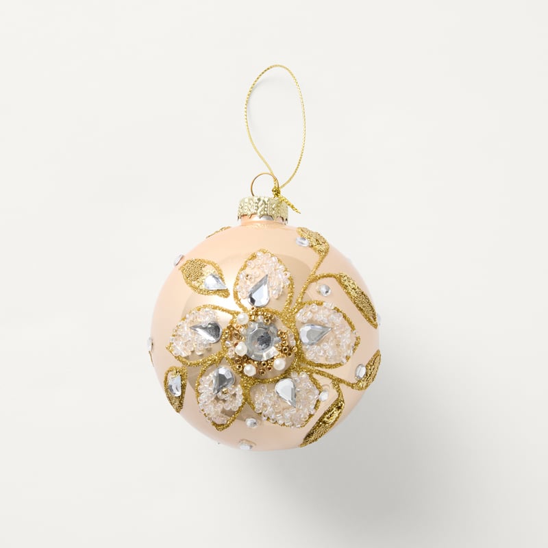 Luxe Flower Gold Vintage Glass Bauble