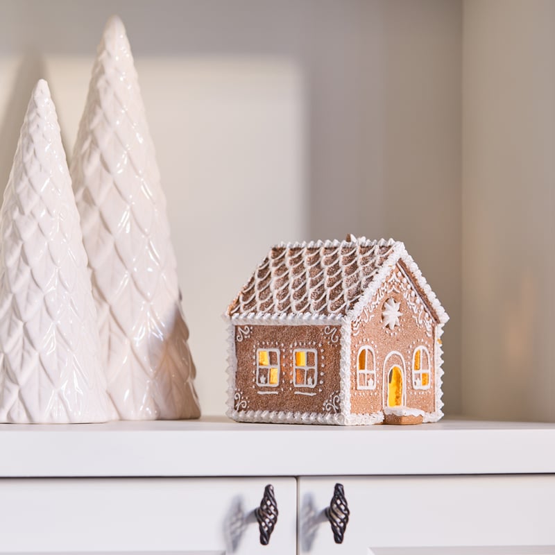 Christmas Village Frosted Brown Gingerbread House