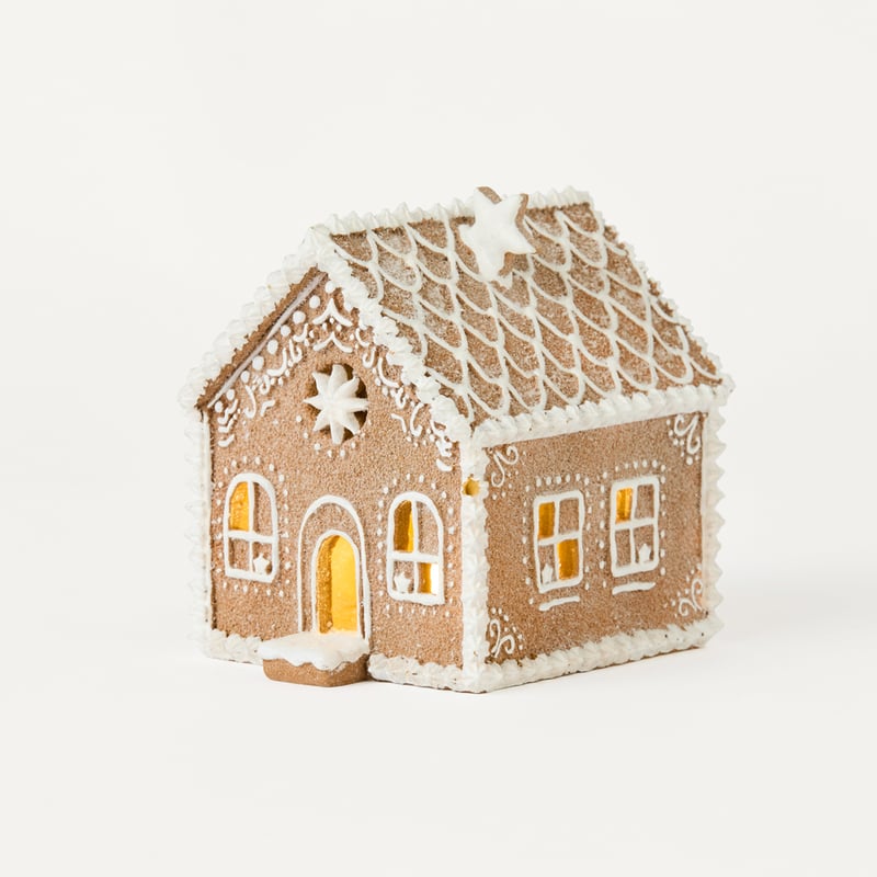 Christmas Village Frosted Brown Gingerbread House