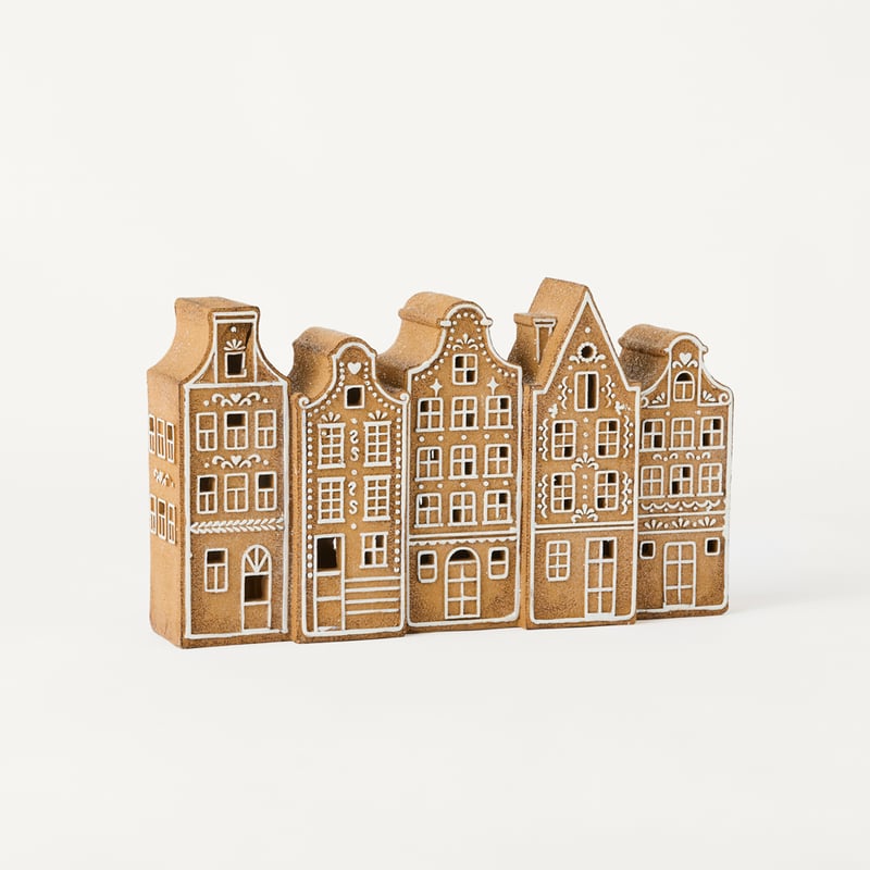 Christmas Village Brown & White LED Gingerbread Village