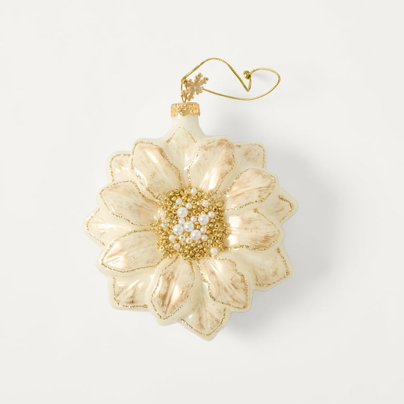 Luxe Iceland Creamy & Gold Poinsettia Ornament