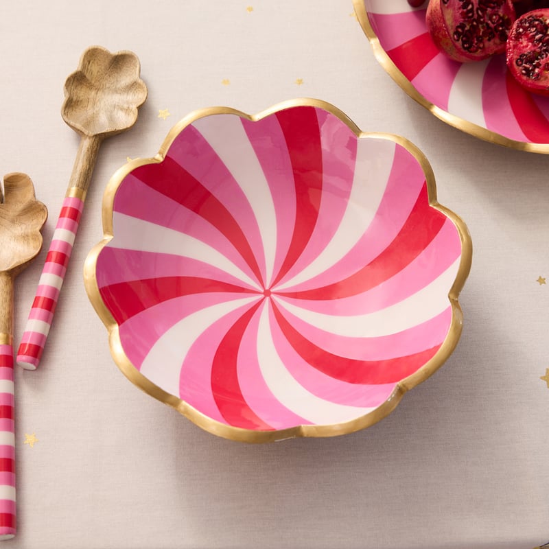 Lolly Scallop Pink Mango Wood Serving Bowl