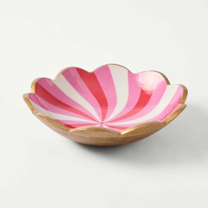 Lolly Scallop Pink Mango Wood Serving Bowl