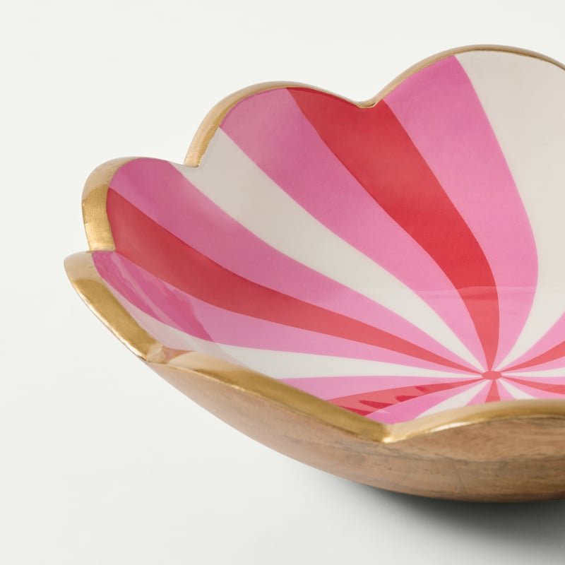 Lolly Scallop Pink Mango Wood Serving Bowl