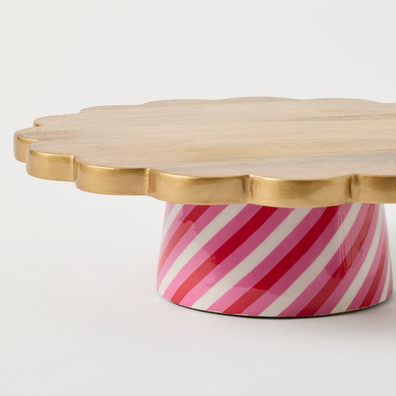 Lolly Scallop Pink Mango Wood Cake Stand