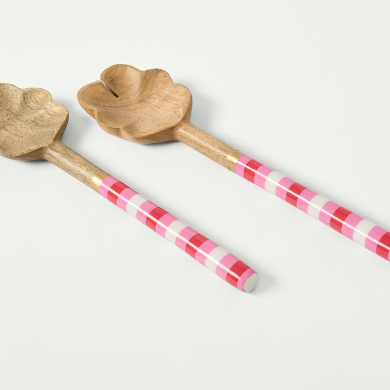 Lolly Scallop Pink Mango Wood Salad Servers