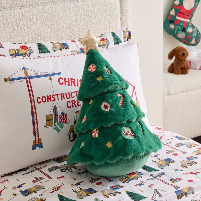 Kids Christmas Tree Green Cushion