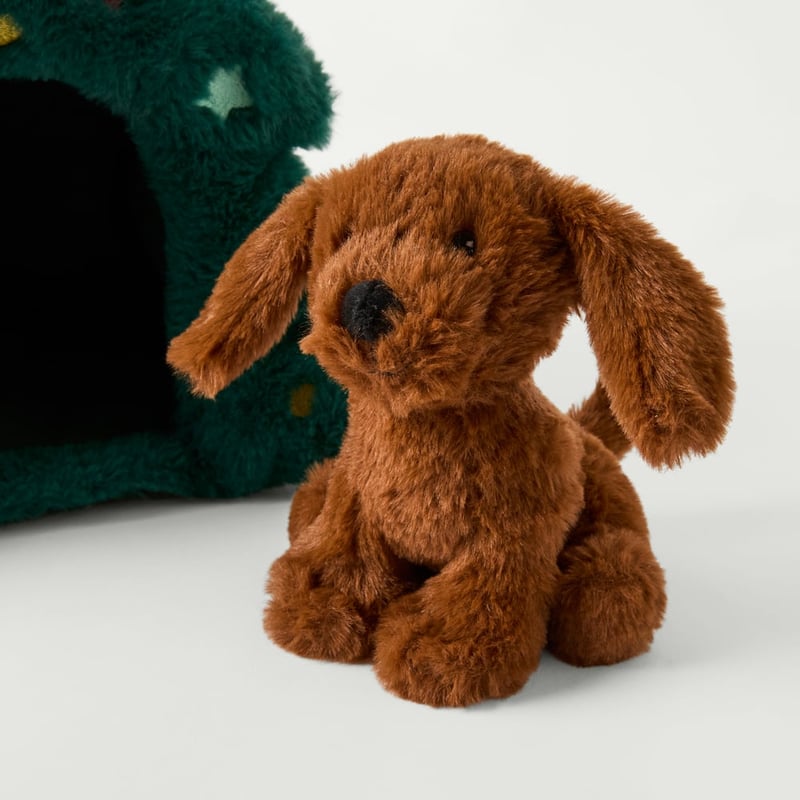 Coco Puppy in Tree House Brown & Green Soft Toy