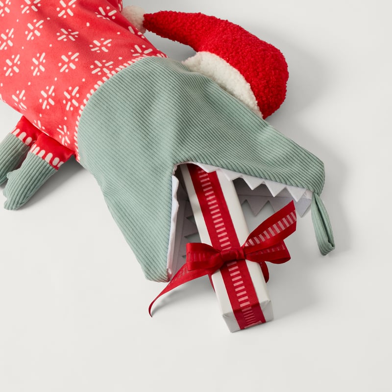 Santa-saurus Green Shaped Christmas Stocking