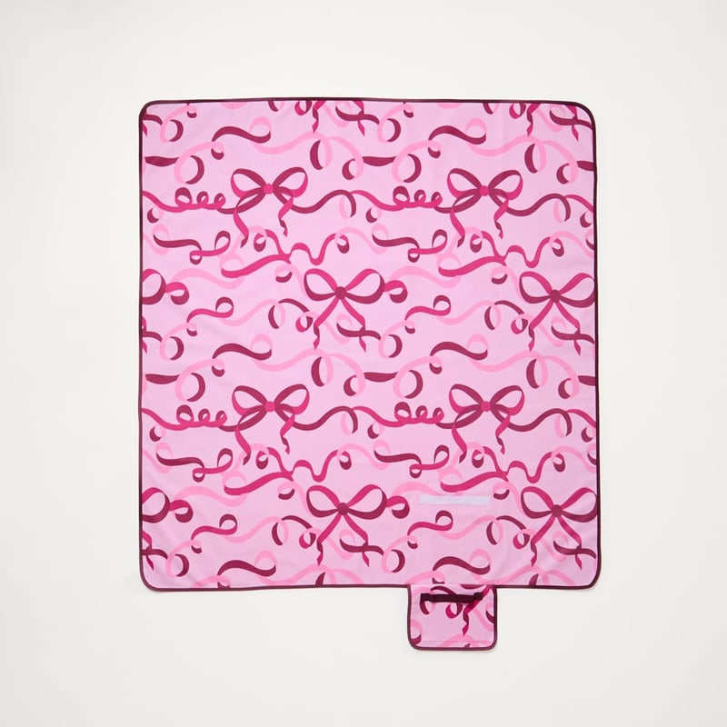 Christmas Ribbons Pink & Burgundy Regular Picnic Rug