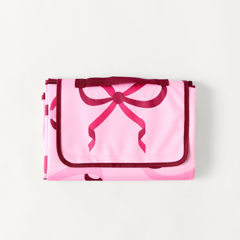 Christmas Ribbons Pink & Burgundy Regular Picnic Rug